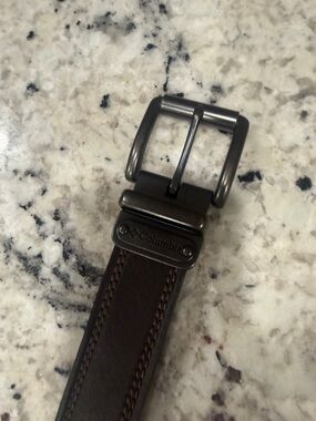 Columbia Dark Brown Leather Belt with Gunmetal Buckle